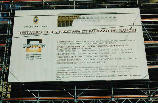 Restauro alla facciata di Palazzo dei Banchi - Studio Tecnico Geometra Luca Paladino - Topografia Bologna